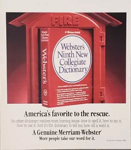 Merriam-Webster 1988 diccionario universitario anuncio impreso favorito de Estados Unidos - Imagen 1 de 1