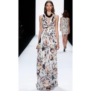 BADGLEY MISCHKA Siempre Maxi Dress 2016 Runway Floral Chiffon 0 $990 - Picture 1 of 16