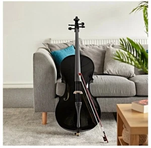 Student 1/2 Size Cello with Case by Gear4music Black - Picture 1 of 7