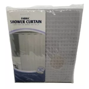 Cortina de Ducha de Tela Maytex Algodón Tejido Waffle Gris 72" X 72" Nueva - Imagen 1 de 5