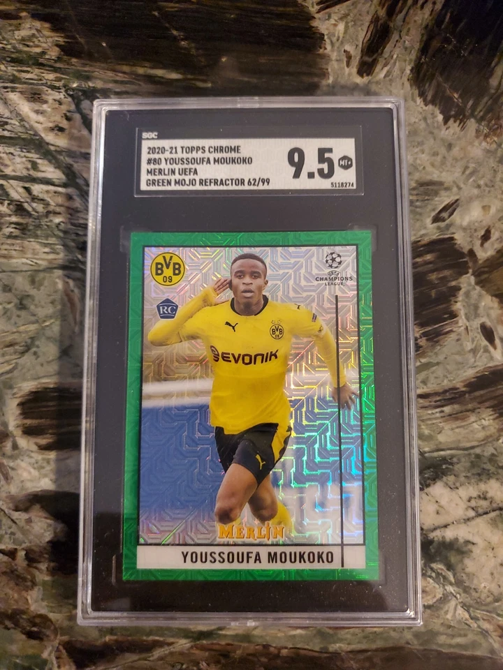 2020 Merlin Chrome Youssoufa Moukoko Green Mojo Refractor /99 #80 SGC 9.5 - Image 1 of 1