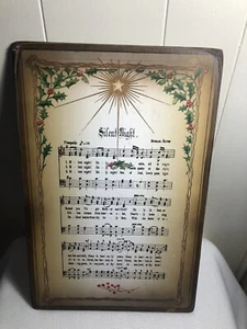 VUNKOLOGY 11 x 17 Wood Vintage Christmas Song Wall Plaque SILENT NIGHT - Picture 1 of 5