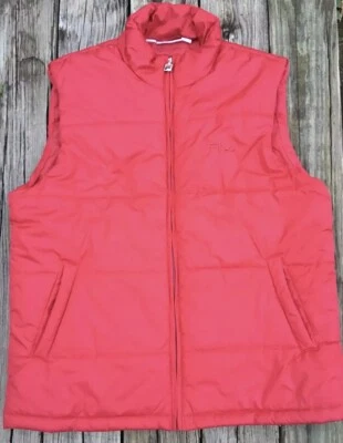 FILA Men’s Lg Red Full Zipper Embroidered Logo Puffer Vest - Image 1 of 4