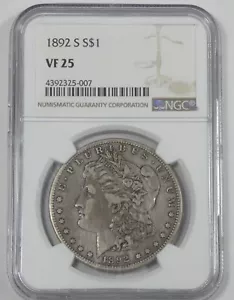 1892-S Morgan Dollar CERTIFIED NGC VF 25 Silver Dollar - Picture 1 of 4