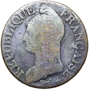 France Coin 5 Centimes 1799 G Genoa L'AN8 RARE! - Picture 1 of 2
