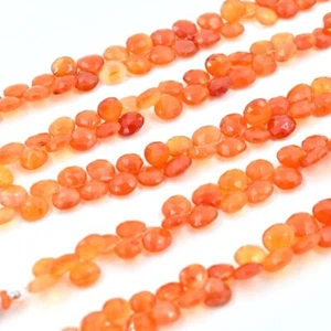 Perline pietre preziose briolette forma cuore pera corniola arancione naturale 10 pezzi - Foto 1 di 12