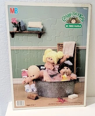 1984 CABBAGE PATCH KIDS Jigsaw Puzzle Milton Bradley 25 Piece Kids Bath Vintage - Image 1 of 4