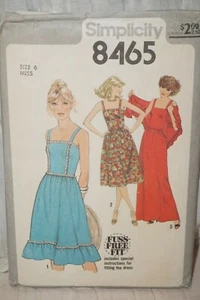 VTG 1970s Simplicity 8465 Summer Sundress Dress & Shawl Pattern sz 6 Miss UC FF - Picture 1 of 3