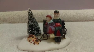 Lemax Village Accessory Mom & Daughter bottle brush tree & dog EX1368 - Picture 1 of 4