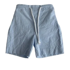 Bella Bliss Blue White Gingham Drawstring Shorts Boys 6 Months - Picture 1 of 3