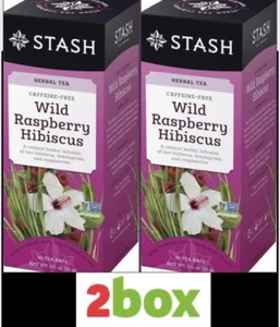 2 Box Stash Wild Raspberry Hibiscus Tea 60 Tea Bags CAFFEINE FREE Non-GMO - Picture 1 of 8
