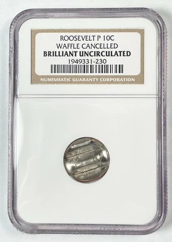 ROOSEVELT 10c DIME MINT CANCELED ERROR COIN IN A NGC HOLDER Cover