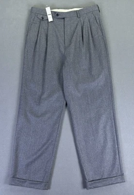 Pantalones J Crew Pantalones 32x30 Gris Vitale Barberis Super 120s Lana Franela Italia Nuevos Foto 1 de 4