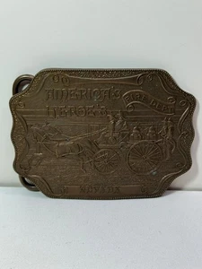 AMERICA'S HEROE'S FIRE DEPT NEVADA TIFFANY NY VINTAGE BRASS BELT BUCKLE. - Picture 1 of 6