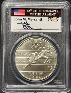 1995-D Olympiad Track and Field Silver Dollar Commem PCGS MS-69 Mercanti Signed - Picture 1 of 4