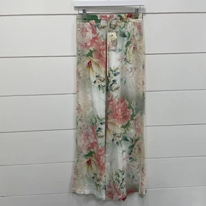 Johnny Was Ruksana leichte Damenhose Seide XS bunt Blumen Spitzenbesatz Lounge neu mit Etikett - Bild 1 von 20