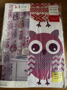Brand New Childrens Owl Tab Top Curtains Size 66 X 72 - Picture 1 of 3