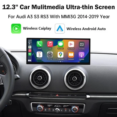 12.3' Wireless Carplay Autoradio For Audi A3 S3 RS3 Stereo Multimedia Screen Foto 1 de 4