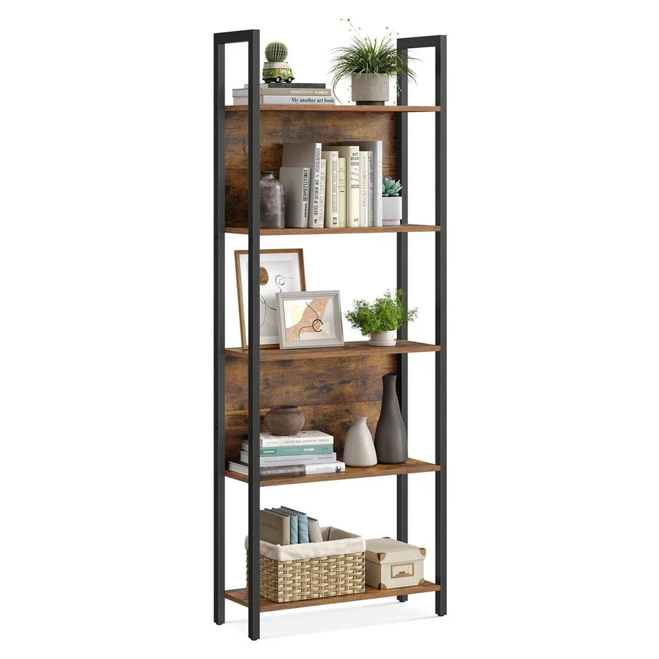 VASAGLE 5-tier Bookshelf Storage Rack Shelf Bookcase With 5 Shelves Steel Frame
