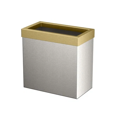 Cesta de basura rectangular moderna 1917B, níquel satinado y latón cepillado combo / 1... Foto 1 de 3
