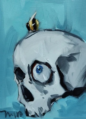 Impresión de Bellas Artes José Trujillo 16x20" Coleccionable Artista Bodegón Calavera Abeja Foto 1 de 4