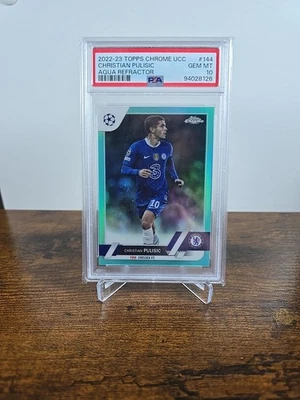 2022-23 Topps UEFA CC Christian Pulisic AQUA REFRACTOR /199 PSA 10 GEM MINT - Image 1 of 3