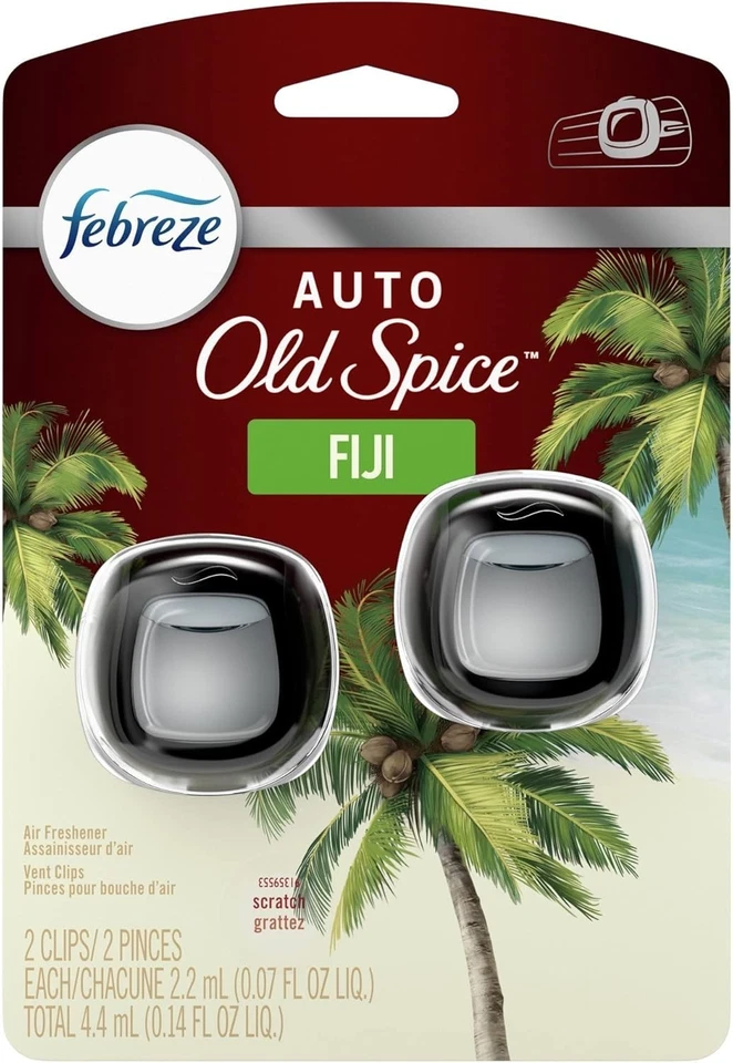 Febreze CAR Vent Clips Old Spice Fiji Air Freshener Pack of 2 Vent clips - Image 1 of 1