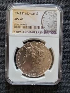 RARE DENVER PERFECT 100th Anniversary Morgan Silver Dollar Coin NGC MS70 2021-D - Picture 1 of 6