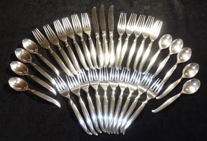 Vtg MCM 1847 Rogers FLAIR 1956 Silverplate Flatware--33 pc Lot Forks and Spoons - Picture 1 of 16