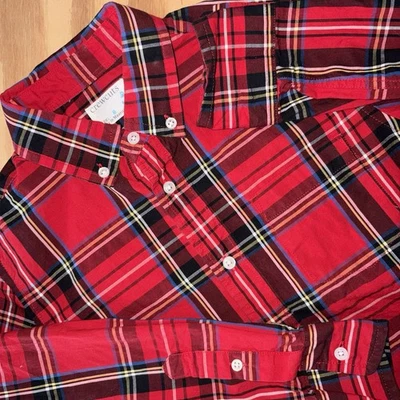 J Crew Crewcuts Boys Red Black Tartan Plaid Button Down 8 Holiday Christmas - Image 1 of 4