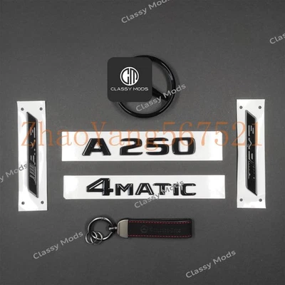Conjunto combo emblema Mercedes-Benz A250 4matic W177 sedã/salão preto brilhante - Imagem 1 de 3