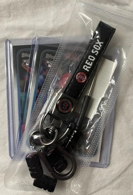 Boston Red Sox Keychain & Tire Valve Caps + 2 FREE Topps Red Sox Rookie Cards - Image 1 of 3
