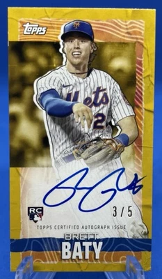 2023 Topps Rip Mini Brett Baty Gold Auto /5 Rookie Mets - Image 1 of 2