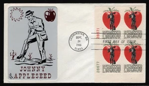 #1317 5c Johnny Appleseed-Plate Block, Sarzin FDC **QUALSIASI 5 = SPEDIZIONE GRATUITA** - Foto 1 di 1