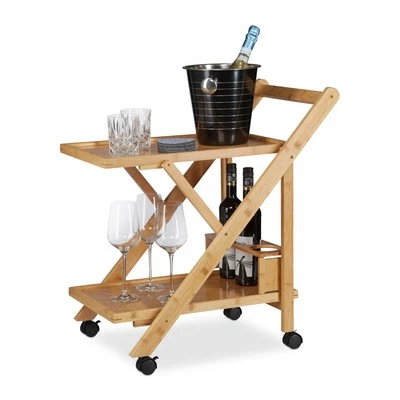 Kitchen Trolley Bamboo Kitchen Trolley Serving Trolley Folding Side Trolley - Image 1 of 4