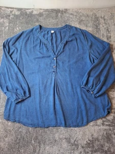 Old Navy Bauern Chambray Bluse Damen XXL Blau Denim Prairie Boho - Bild 1 von 9
