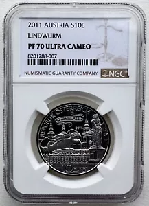 NGC PF70 Austria 2011 Lindwurm or Dragon Silver Coin 10 Euro 17.3g - Picture 1 of 5
