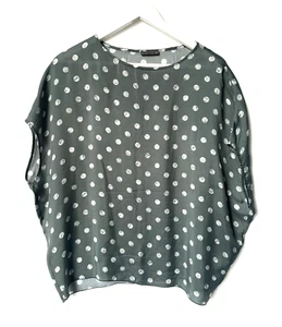 Blusa Top OSKA Boxy Sedosa Salvia/Verde Caqui Talla 0 *EXCELENTE ESTADO £190 - Imagen 1 de 5