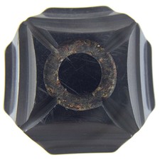 Vintage Ladies Bakelite Large Hand Carved Black Button Fur Coat 1.5in N867