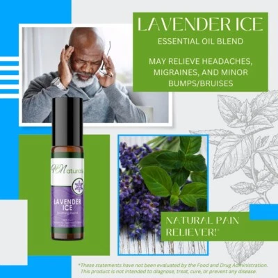 Mezcla de aceites esenciales de hielo de lavanda BOGO FREE para dolores de cabeza y dolores menores (adultos) Foto 1 de 3