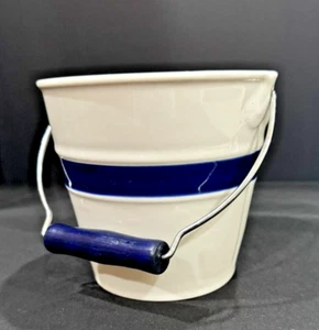 Crate and Barrel Fischschale Eimer SM weiß blau 6" Durchmesser 5,5" hoch - Bild 1 von 4