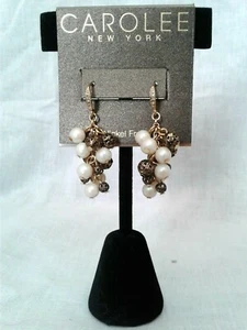 Brand New NWT Carolee 14k Antique Gold-tone Glass Pearl Cluster Drop Earrings - Picture 1 of 1