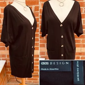 ASOS Size 18 Black Dress Stretchy Wedding Summer Evening Excellent L2 - Picture 1 of 7