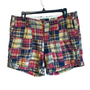 Eddie Bauer Shaw Fit Red Yellow Blue Plaid Women's Shorts 10 - Picture 1 of 9