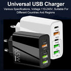 EU 2 Pin to USB Plug Adapter Travel Charger Europe Adaptor 2 USB C, 3 USB A PORT
