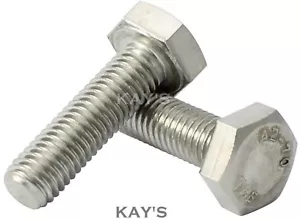 M8 (8mmØ) HEXAGON HEAD SET SCREWS FULLY THREADED METRIC BOLTS A2 STAINLESS STEEL - Picture 1 of 7