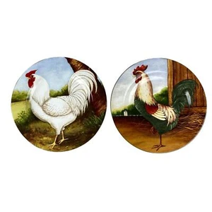 Set of 2 David Carter Brown Collection On the Farm 8 1/4" Rooster Plate - Picture 1 of 7
