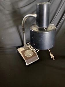 Vintage 1970's Mobilite Dimmable Desk Lamp Gooseneck Woodgrain Chrome Working  - Picture 1 of 6