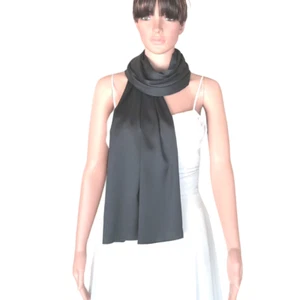 Dark Grey Silk Shawl. Handmade Long Scarf. Wrap Scarf. Fashion Scarf. - Picture 1 of 3