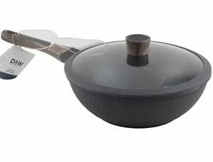 D&W Deane & White 12" Wok Non Stick Frying Pan with Lid Black Brown - Bild 1 von 3